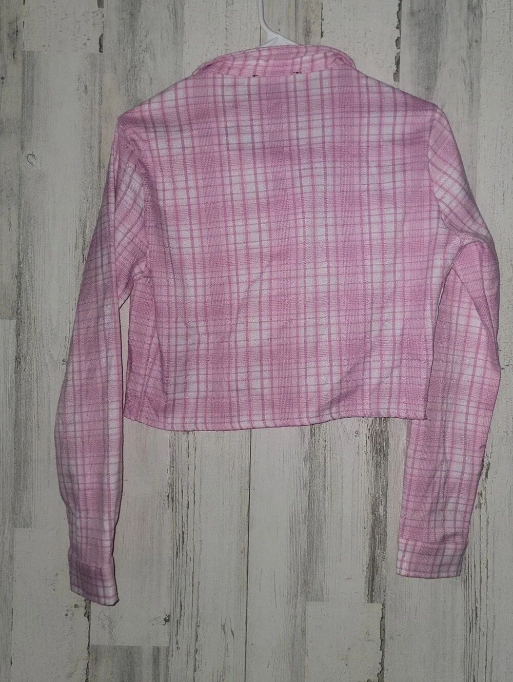 Dolls Kill Trickz N Treatz Pink Plaid Cropped Flannel